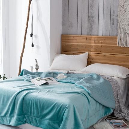 91家纺网 家纺一手货源 找家纺 欧邦 新款爆款纯色羊羔绒双层毛毯 薄荷兰