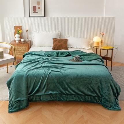 91家纺网 家纺一手货源 找家纺 欧邦 新款爆款纯色羊羔绒双层毛毯 海岛绿