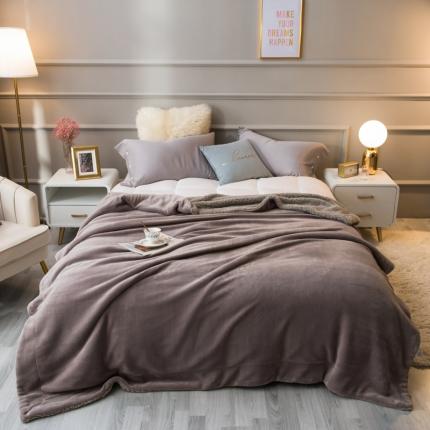 91家纺网 家纺一手货源 找家纺 欧邦 新款爆款纯色羊羔绒双层毛毯 爵士灰