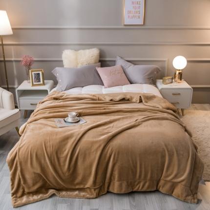 91家纺网 家纺一手货源 找家纺 欧邦 新款爆款纯色羊羔绒双层毛毯 卡其色