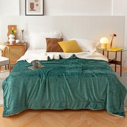 91家纺网 家纺一手货源 找家纺 欧邦 新款爆款纯色羊羔绒双层毛毯 摩卡绿