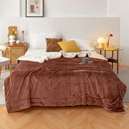 91家纺网 家纺一手货源 找家纺 欧邦 新款爆款纯色羊羔绒双层毛毯 太古咖