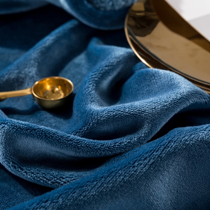 91家纺网 家纺一手货源 找家纺 欧邦 新款爆款纯色羊羔绒双层毛毯 午夜蓝