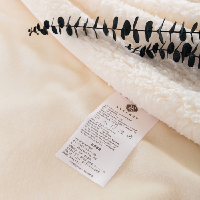 91家纺网 家纺一手货源 找家纺 欧邦 新款爆款纯色羊羔绒双层毛毯 珍珠白