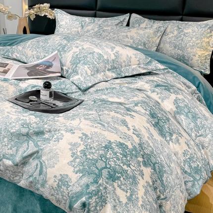 （总）慕希2024新款数码印花牛奶绒婴儿绒保暖绒四件套