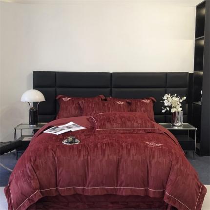 91家纺网 家纺一手货源 找家纺 （总）时亿 2023新款纯植物真丝绒四件套卡斯特