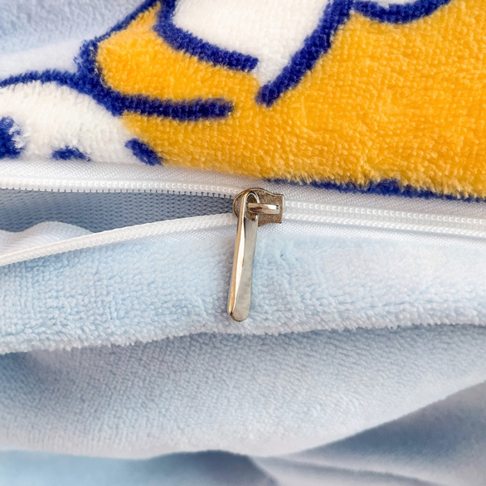 91家纺网 家纺一手货源 找家纺 西引力 2023新款加厚印花牛奶绒四件套法莱绒单被套直播调皮狗蓝