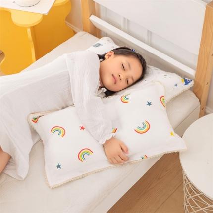 91家纺网 家纺一手货源 找家纺 欣品希 2023新款双层纱皱布枕彩虹