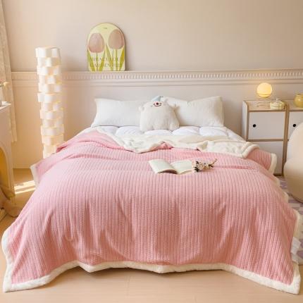 91家纺网 家纺一手货源 找家纺 （总）春妮 2023新款A面编织绒+B面兔毛绒毛毯双层盖毯