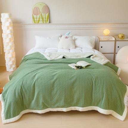 （总）春妮 2023新款A面编织绒+B面兔毛绒毛毯双层盖毯