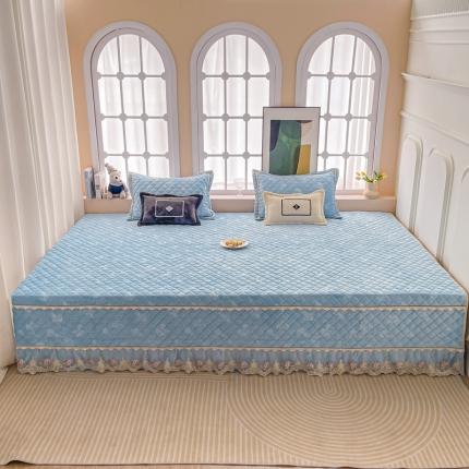 91家纺网 家纺一手货源 找家纺 手艺人 2025新款牛奶绒炕盖榻榻米炕垫蘑菇蕾丝款K336-K355 K350