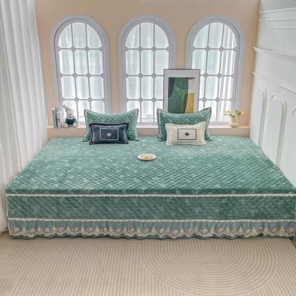 91家纺网 家纺一手货源 找家纺 手艺人 2025新款牛奶绒炕盖榻榻米炕垫蘑菇蕾丝款K336-K355 K352