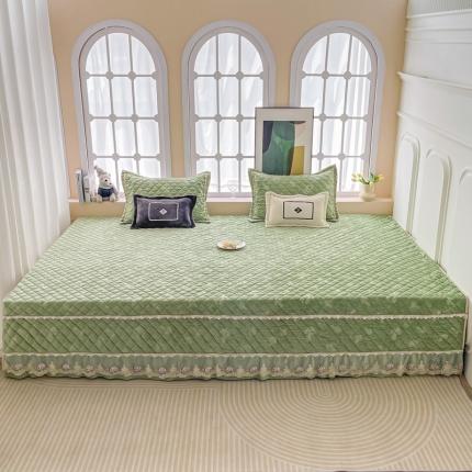 91家纺网 家纺一手货源 找家纺 手艺人 2025新款牛奶绒炕盖榻榻米炕垫蘑菇蕾丝款K336-K355 K355