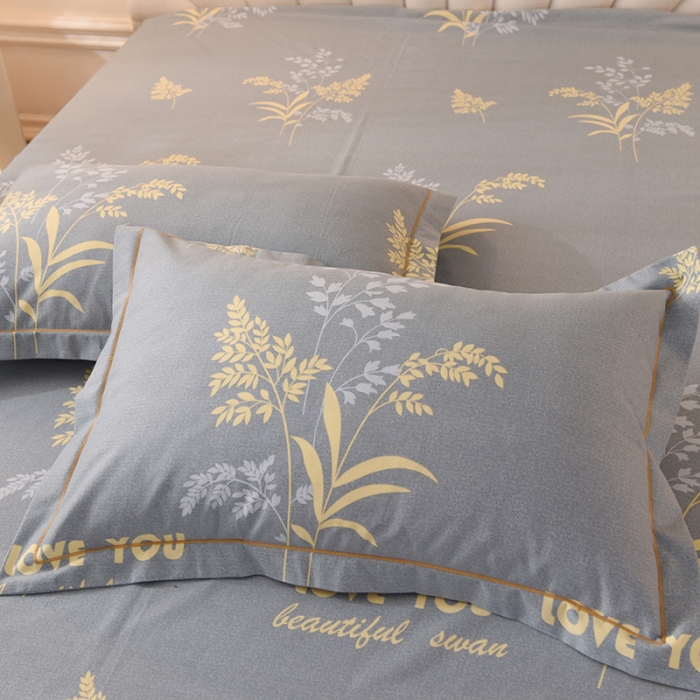 91家纺网 家纺一手货源 找家纺 简如   2025新款全棉磨毛印花四件套 浅浅花香-灰