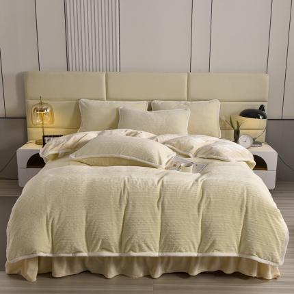 91家纺网 家纺一手货源 找家纺 畅畅家纺 2023新款A类雕花绒牛奶绒四件套 安娜-奶白