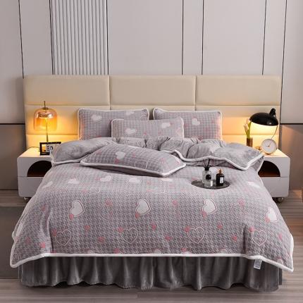 91家纺网 家纺一手货源 找家纺 畅畅家纺 2023新款A类雕花绒牛奶绒四件套 心心相印