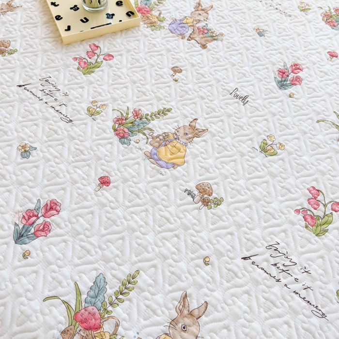 91家纺网 家纺一手货源 找家纺 冬然 2023新款全棉床盖纯棉床盖夹棉床单全棉床单纯棉床单快乐兔