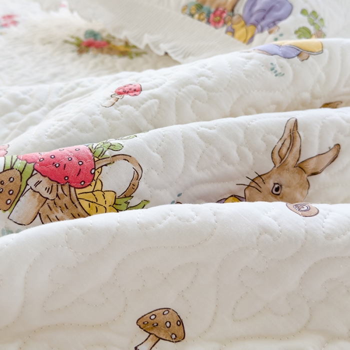 91家纺网 家纺一手货源 找家纺 冬然 2023新款全棉床盖纯棉床盖夹棉床单全棉床单纯棉床单快乐兔