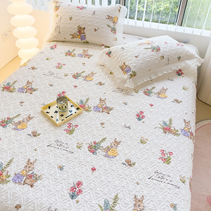 91家纺网 家纺一手货源 找家纺 冬然 2023新款全棉床盖纯棉床盖夹棉床单全棉床单纯棉床单快乐兔