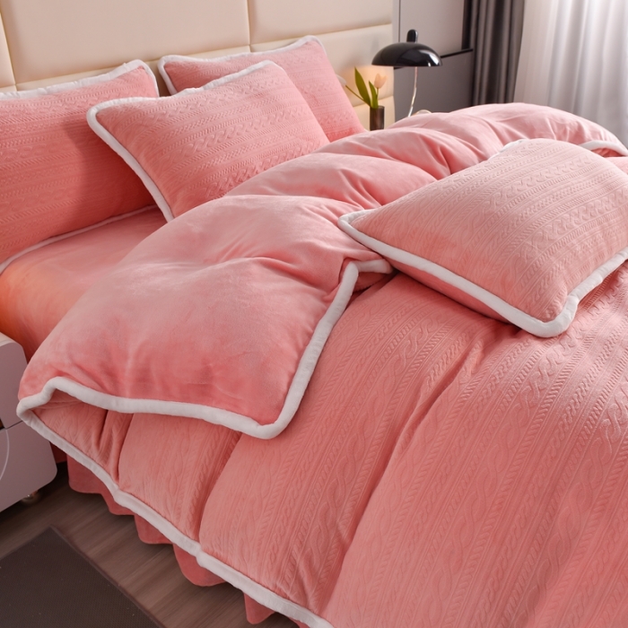 91家纺网 家纺一手货源 找家纺 （总）畅畅家纺 2023新款A类雕花绒牛奶绒四件套