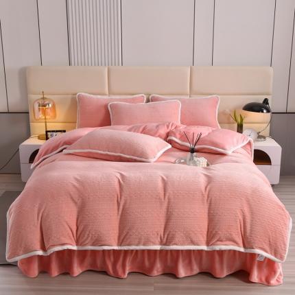 畅畅家纺 2023新款A类雕花绒牛奶绒四件套 安娜-粉