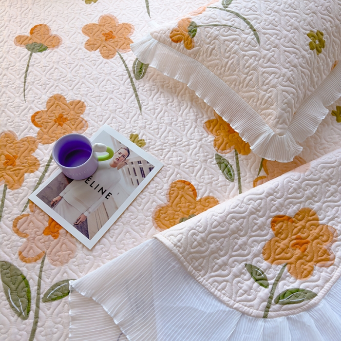 91家纺网 家纺一手货源 找家纺 冬然 2023新款全棉床盖纯棉床盖夹棉床单全棉床单纯棉床单花样情怀