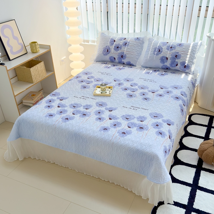 91家纺网 家纺一手货源 找家纺 冬然 2023新款全棉床盖纯棉床盖夹棉床单全棉床单纯棉床单花之梦