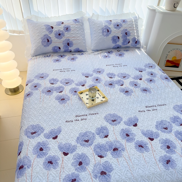 91家纺网 家纺一手货源 找家纺 冬然 2023新款全棉床盖纯棉床盖夹棉床单全棉床单纯棉床单花之梦