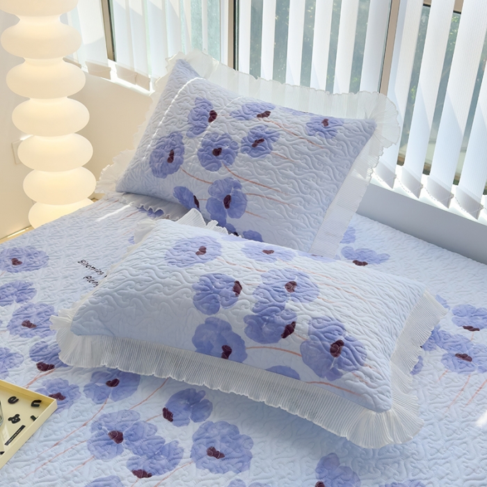 91家纺网 家纺一手货源 找家纺 冬然 2023新款全棉床盖纯棉床盖夹棉床单全棉床单纯棉床单花之梦