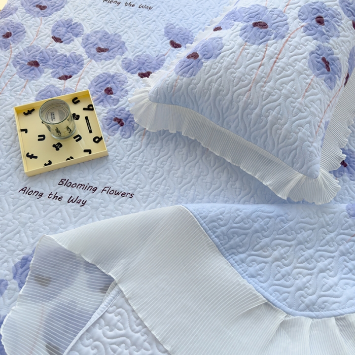 91家纺网 家纺一手货源 找家纺 冬然 2023新款全棉床盖纯棉床盖夹棉床单全棉床单纯棉床单花之梦