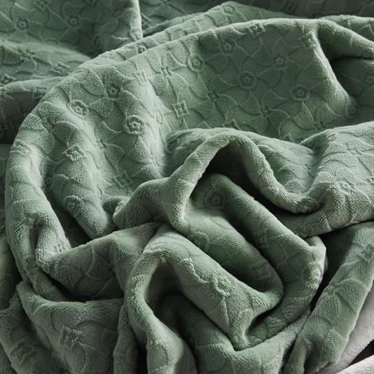 91家纺网 家纺一手货源 找家纺 畅畅家纺 2023新款A类雕花绒牛奶绒四件套 大风车-抹茶绿