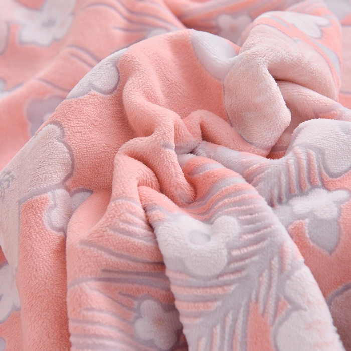 91家纺网 家纺一手货源 找家纺 畅畅家纺 2023新款A类雕花绒牛奶绒四件套 海棠花-粉