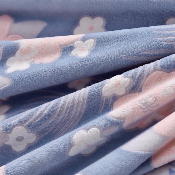 91家纺网 家纺一手货源 找家纺 畅畅家纺 2023新款A类雕花绒牛奶绒四件套 海棠花-蓝