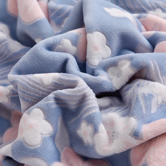 91家纺网 家纺一手货源 找家纺 畅畅家纺 2023新款A类雕花绒牛奶绒四件套 海棠花-蓝