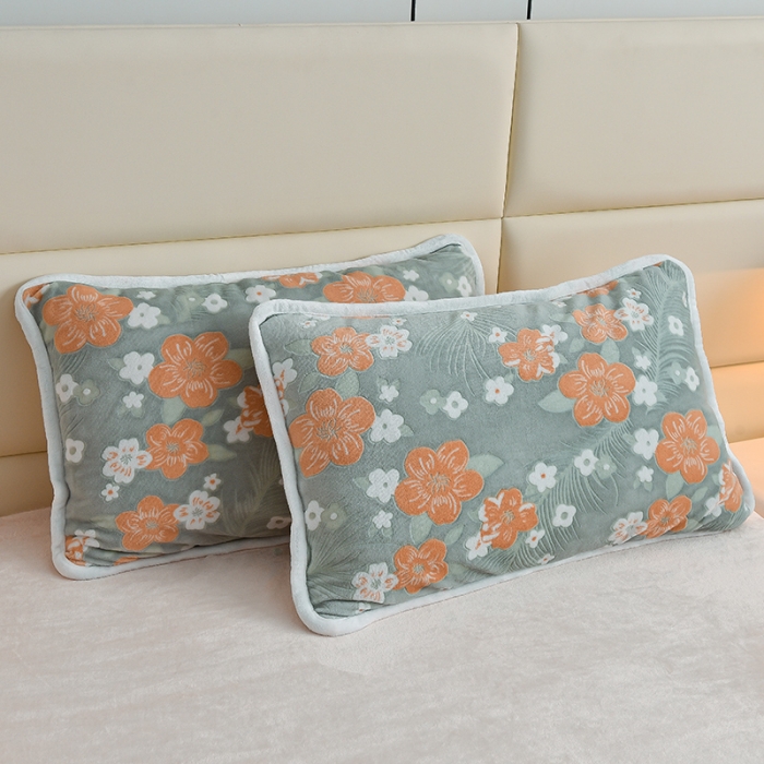 91家纺网 家纺一手货源 找家纺 畅畅家纺 2023新款A类雕花绒牛奶绒四件套 海棠花-浅绿