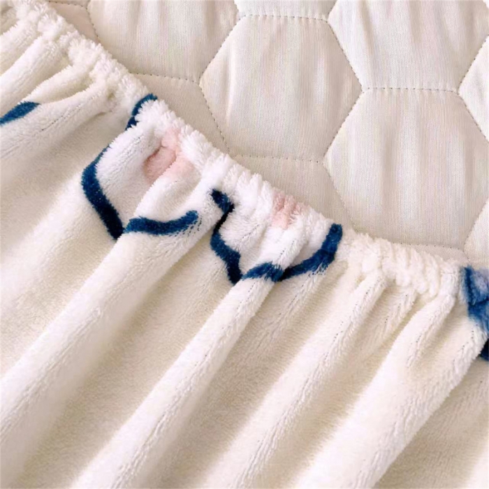 91家纺网 家纺一手货源 找家纺 梦舒羽 牛奶绒抗静电夹棉床笠床罩床单床盖床护垫套宿舍三件套 爱心兔