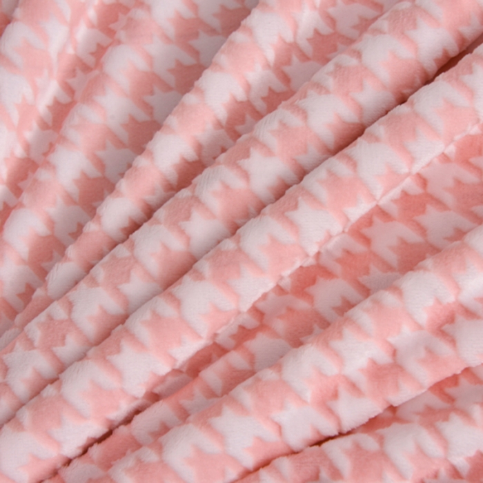 91家纺网 家纺一手货源 找家纺 畅畅家纺 2023新款A类雕花绒牛奶绒四件套 千鸟格-粉