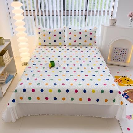 91家纺网 家纺一手货源 找家纺 冬然 2023新款全棉床盖纯棉床盖夹棉床单全棉床单纯棉床单五彩波点