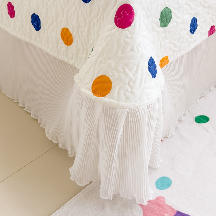 91家纺网 家纺一手货源 找家纺 冬然 2023新款全棉床盖纯棉床盖夹棉床单全棉床单纯棉床单五彩波点