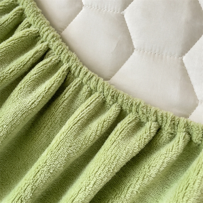 91家纺网 家纺一手货源 找家纺 梦舒羽 牛奶绒抗静电夹棉床笠床罩床单床盖床护垫套宿舍三件套 抹茶绿