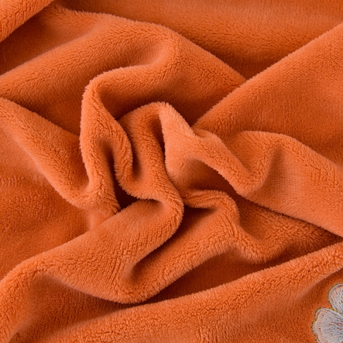 91家纺网 家纺一手货源 找家纺 畅畅家纺 2023高克重牛奶绒刺绣花四件套金貂法莱宝宝水晶雪花绒四件套 花海-桔+灰