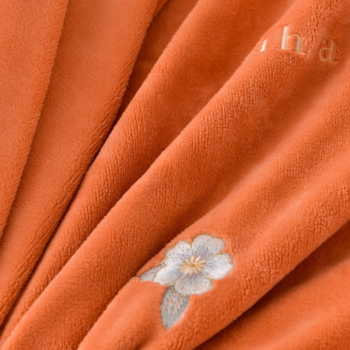 91家纺网 家纺一手货源 找家纺 畅畅家纺 2023高克重牛奶绒刺绣花四件套金貂法莱宝宝水晶雪花绒四件套 花海-桔色
