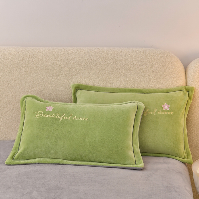 91家纺网 家纺一手货源 找家纺 畅畅家纺 2023高克重牛奶绒刺绣花四件套金貂法莱宝宝水晶雪花绒四件套 花海-绿+灰