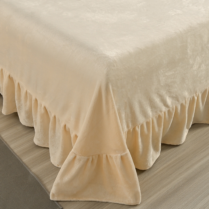 91家纺网 家纺一手货源 找家纺 畅畅家纺 2023新款A类雕花绒牛奶绒四件套 绒雪花-黄