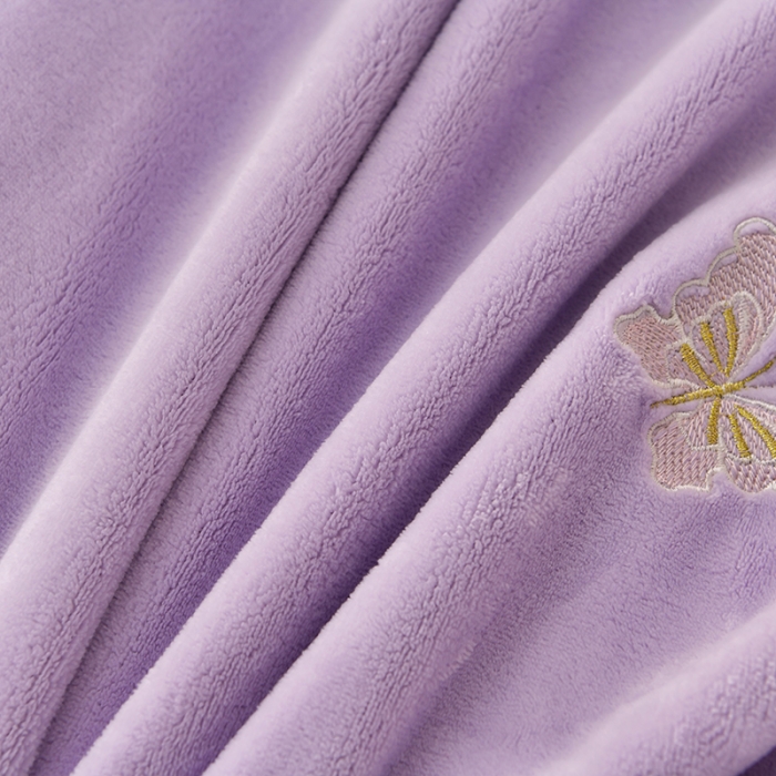 91家纺网 家纺一手货源 找家纺 畅畅家纺 2023高克重牛奶绒刺绣花四件套金貂法莱宝宝水晶雪花绒四件套 花海-紫+灰