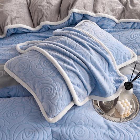 91家纺网 家纺一手货源 找家纺 畅畅家纺 2023新款A类雕花绒牛奶绒四件套 山茶花-兰