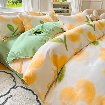 91家纺网 家纺一手货源 找家纺 卡斯诺 2025新款植物羊绒磨毛四件套 花漾