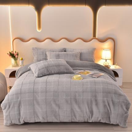 91家纺网 家纺一手货源 找家纺 （总）畅畅家纺 2023新款兔毛绒兔兔绒懒兔绒立体剪花牛奶绒四件套