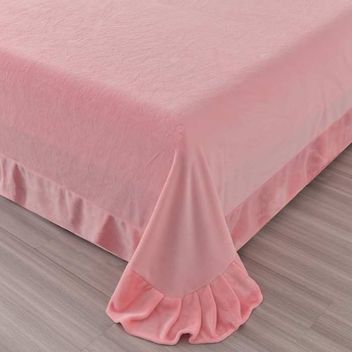 91家纺网 家纺一手货源 找家纺 畅畅家纺 2023新款兔毛绒兔兔绒懒兔绒立体剪花牛奶绒四件套 米黄+粉