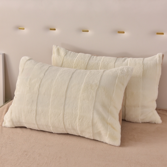 91家纺网 家纺一手货源 找家纺 畅畅家纺 2023新款兔毛绒兔兔绒懒兔绒立体剪花牛奶绒四件套 米黄+咖